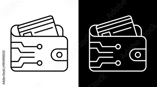 Wallet White Icon Set Design