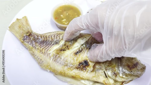 Grilled fish with dipping sauces