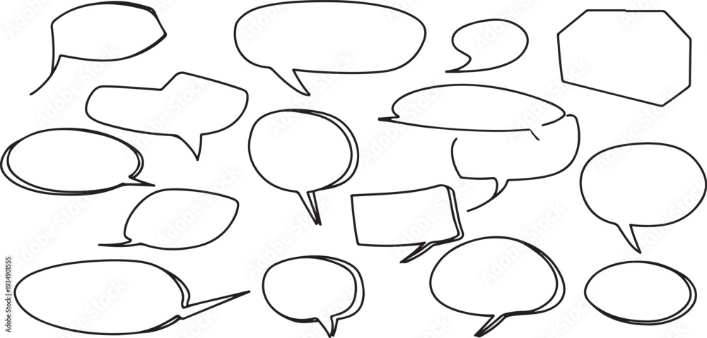 Fototapeta premium Hand drawn speech bubbles and thought bubbles collection