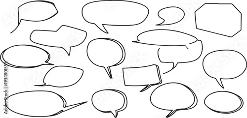 Hand drawn speech bubbles and thought bubbles collection