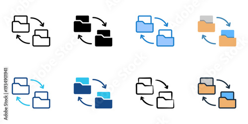 File sharing icons set multiple style collection. Editable stroke 

