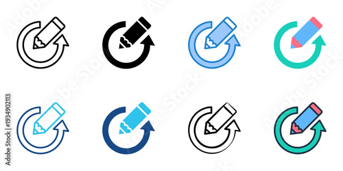 Revision History icons set multiple style collection. Editable stroke 

