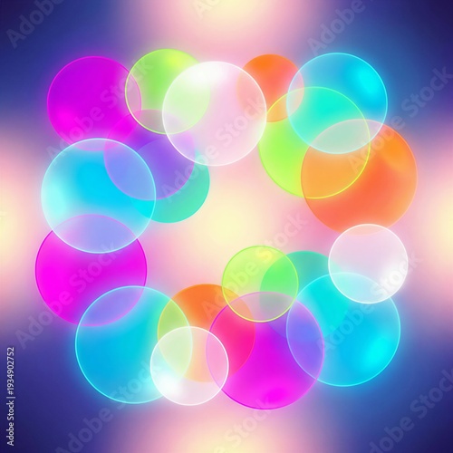 Overlapping Translucent Colored Circles with Glassmorphism and Blur