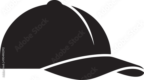 Black Baseball Cap Silhouette with White Accent Details Closeup