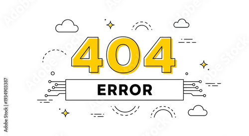 A digital illustration of a 404 error message with decorative elements on a simple background viewed from directly above