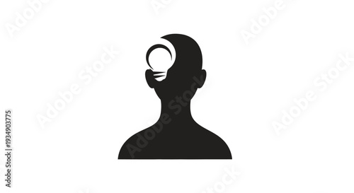 Creative thinking concept, human head silhouette with lightbulb symbol of new ideas, inspiration, innovation, and knowledge.