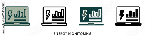Energy Monitoring Multi Style Icon Mini Illustration, Use For Modern Concept, Print, Ui, Ux Kit, Web And App Development. Vector Related To Green Technology And More