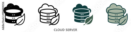 Cloud Server Multi Style Icon Mini Illustration, Use For Modern Concept, Print, Ui, Ux Kit, Web And App Development. Vector Related To Green Technology And More