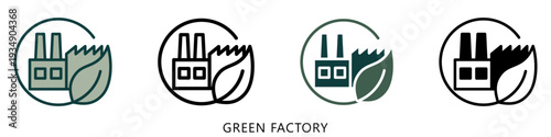 Green Factory Multi Style Icon Mini Illustration, Use For Modern Concept, Print, Ui, Ux Kit, Web And App Development. Vector Related To Green Technology And More