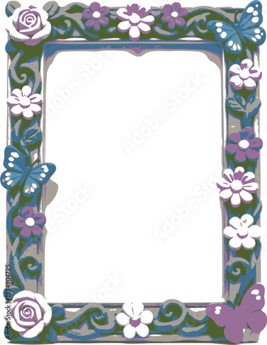 the empty frame in old antique, vintage, and retro style
