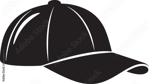 Simple Black Baseball Cap with White Accent Details Closeup