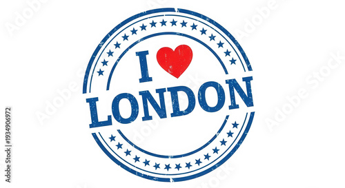 A blue and red stamp with the words i love london isolated on transparent background