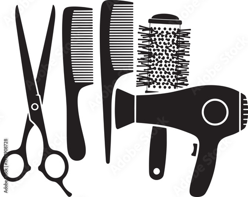Set of 4 hairdressing tools vector