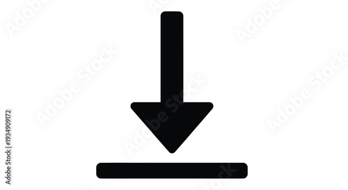 Simple black arrow pointing downwards with a rectangular base high quality