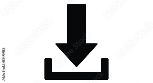 A simple black arrow pointing downwards resembling a download icon