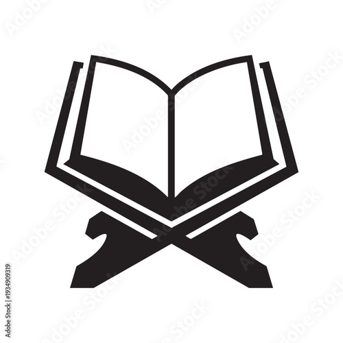  Sacred Open Book on Minbar Silhouette – Quran, Islamic, Prayer, Study, Faith, Religious, Vector, Icon, Spiritual, Scholarly Design