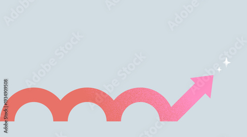 ホップステップジャンプで進む矢印　背景素材