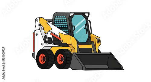 Compact Skid Steer Loader Machine Illustration