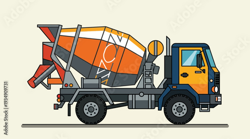 Concrete Mixer Truck - Construction Vehicle Illustration