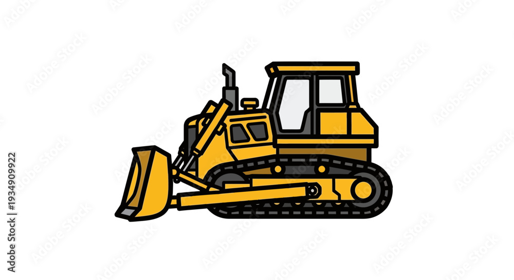 Fototapeta premium Yellow bulldozer illustration on white background