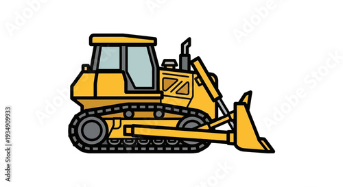 Yellow bulldozer illustration on white background