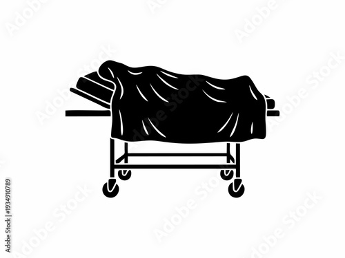 Silhouette of a Hospital Gurney with a Body Covered by a Sheet