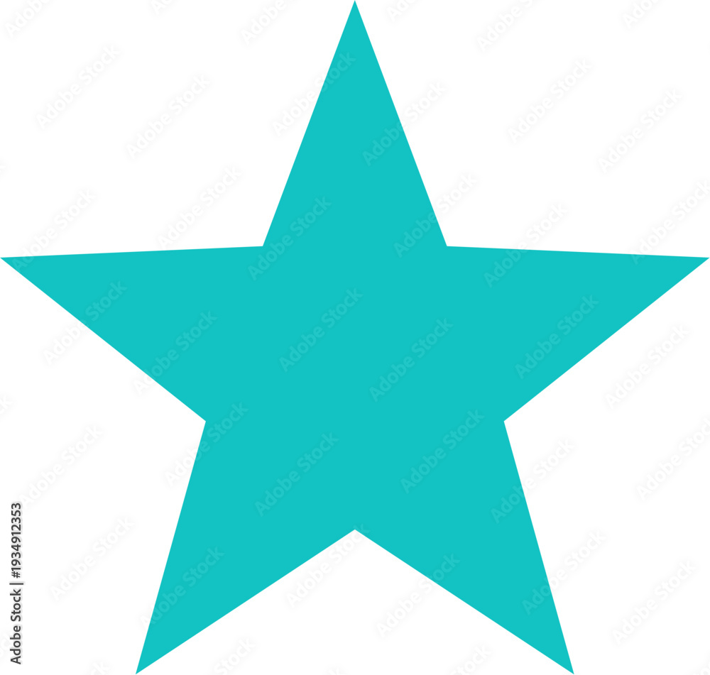 Fototapeta premium A simple, solid teal five-pointed star on a white background, a common graphic element.