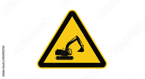 Yellow caution sign for heavy machinery area