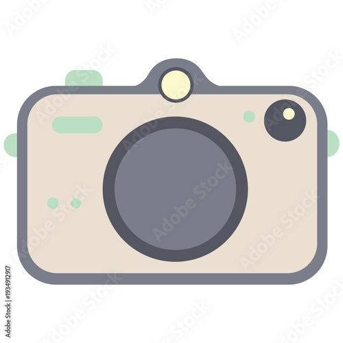 Classic compact camera isolated on light background photography equipment illustration in flat cartoon style for creative design projects.
