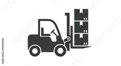 Forklift lifting pallet stack in warehouse