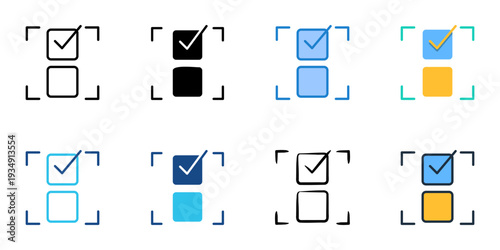 Markup icons set multiple style collection. Editable stroke 
