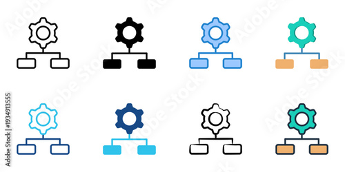 Workflow icons set multiple style collection. Editable stroke 
