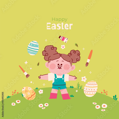 Adorable hand drawn christian easter vector illustration