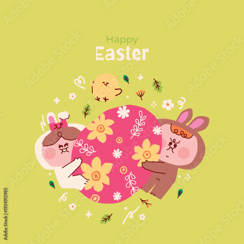 Adorable hand drawn christian easter vector illustration