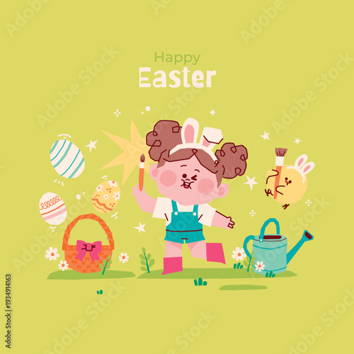 Adorable hand drawn christian easter vector illustration