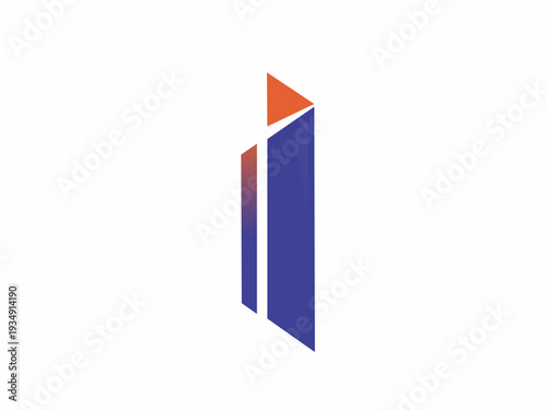 Minimalist Blue and Orange Column Architectural Logo Design for Real Estate Property and Financial Infrastructure
