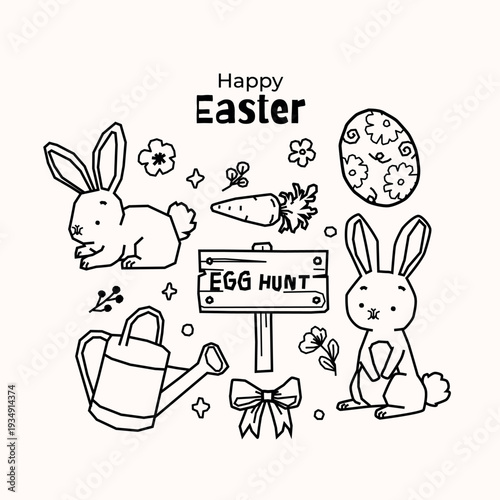 Adorable doodle hand drawn christian easter vector illustration