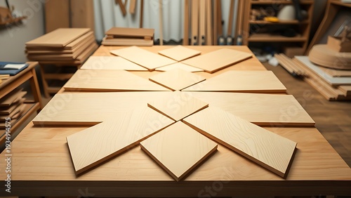 balsa. Geometric arrangement of precision-cut balsa wood pieces, showcasing craftsmanship and texture. safety posters.