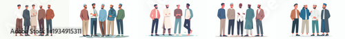 vector of Muslim men friends standing and chatting together