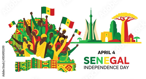 Senegal Independence Day Celebration Illustration.