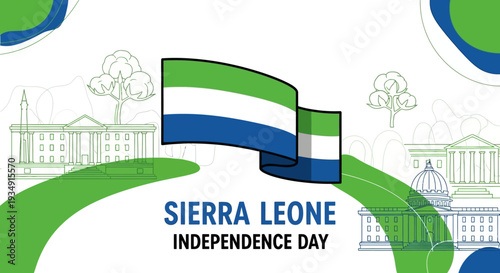 Sierra Leone Independence Day Flag Illustration Design.