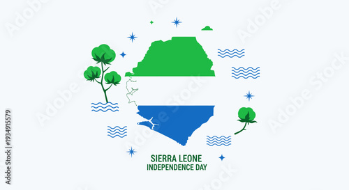 Sierra Leone Independence Day Map Illustration 1.