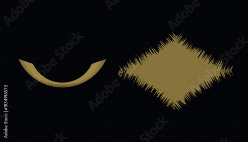 Abstract gold shapes on black background