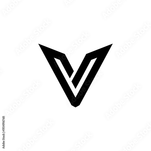 Minimal black V logo monogram vector icon for branding and geometric identity design.