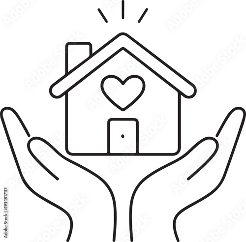 Home Care and Housing Protection Line Art Icon