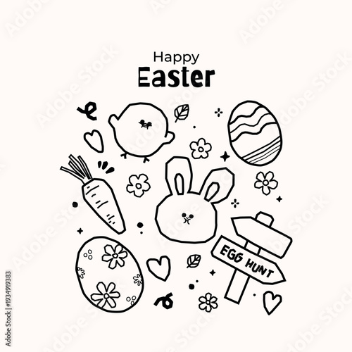 Adorable doodle hand drawn christian easter vector illustration