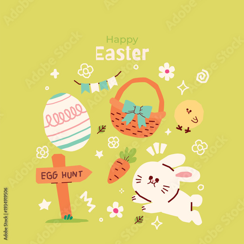Adorable hand drawn christian easter vector illustration
