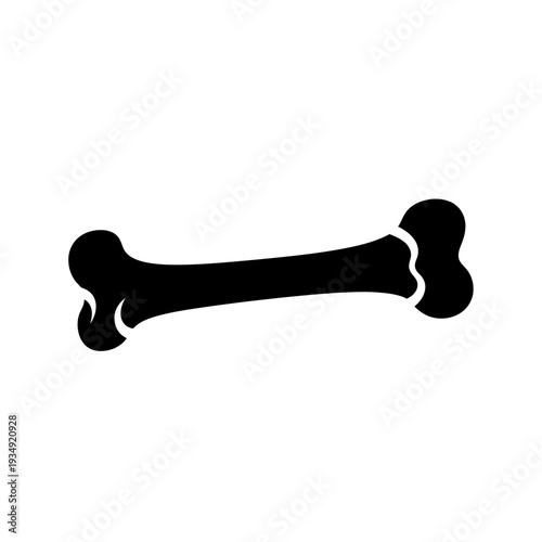 Simple Black Bone Silhouette Isolated on White Background.