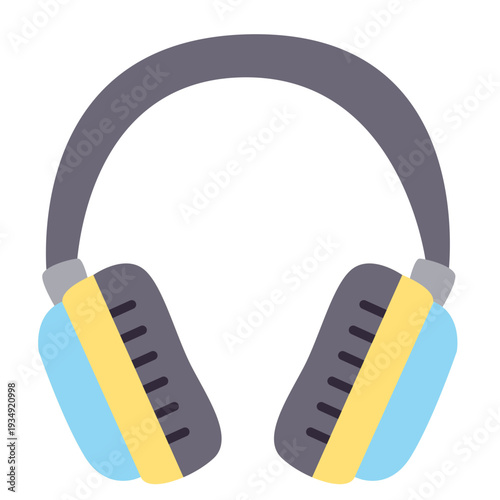 Headphones isolated on light background audio accessory illustration in flat cartoon style for music and entertainment concepts.
