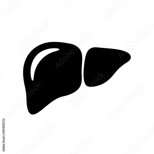 Human Liver Organ Silhouette Icon for Medical and Health Concepts.